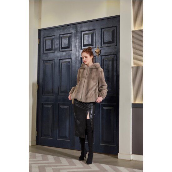 ○22FW 휘메일 밍크풀스킨 후드 하프코트(에토프그레이,딥그린,크림화이트)