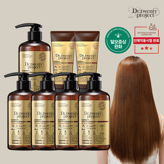 [닥터트웬티프로젝트]리프레싱 볼륨 샴푸 500ml*5 + 리프레싱 볼륨 트리트먼트 200ml*2