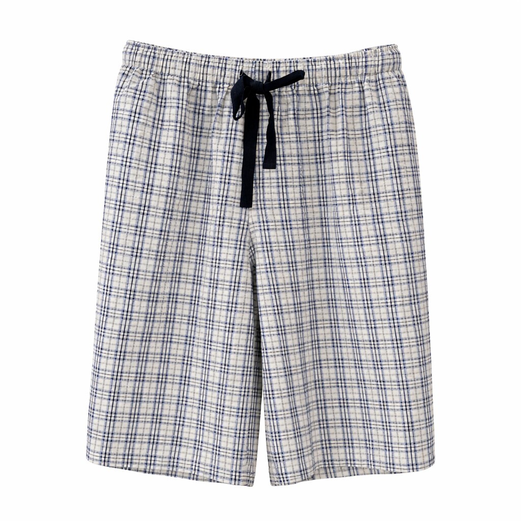 엘르이너웨어 블랙체크시어서커남5부바지(NV)-EFMEF312NV