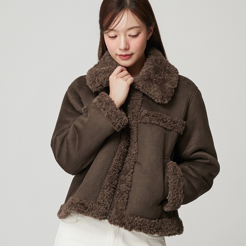 플라스틱아일랜드 (젤라비착용)집업 무스탕 점퍼 PQ4MZ081