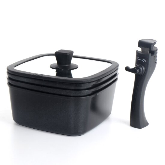 ★6종사각냄비풀세트★키친플라워 IH 사각 냄비세트 (22cm 냄비팬, 22cm 전골팬, 22cm 프라이팬, 멀티 핸들, 유리뚜껑, 실리콘 뚜껑손잡이)