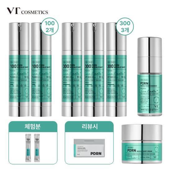[브이티]롯데단독패키지 (VT PDRN 리들샷 100 50ml * 2개 + 리들샷 300 50ml * 3개 + 크림 50ml + 에센스 30ml)