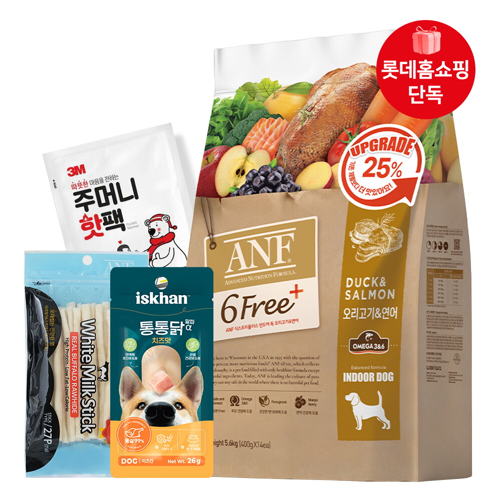 ANF [롯데홈쇼핑 단독] ANF 식스프리플러스 독 오리고기&연어 사료 간식 세트