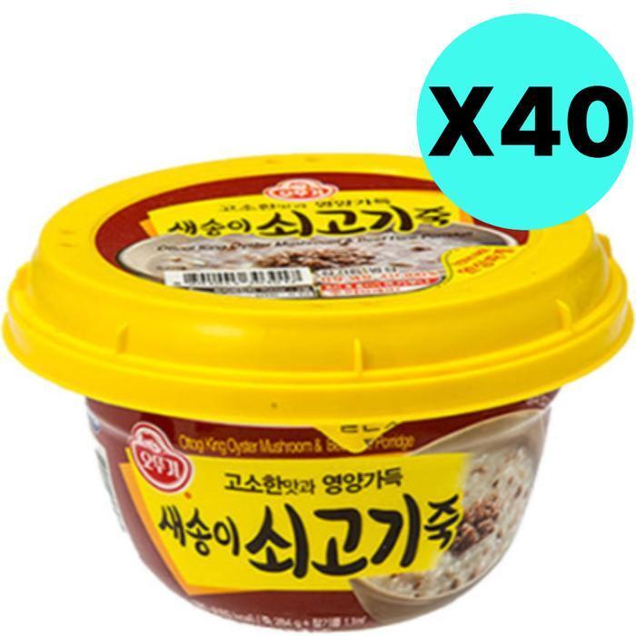 셀러허브 식품 오뚜기 새송이 쇠고기 버섯 즉석 죽 용기 40개 대용량