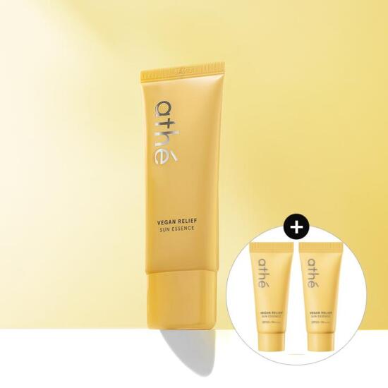 [아떼]아떼 비건 릴리프 백탁없는 선크림 자외선차단제 선에센스 40ml + 20ml*2 (SPF 50+/PA++++)