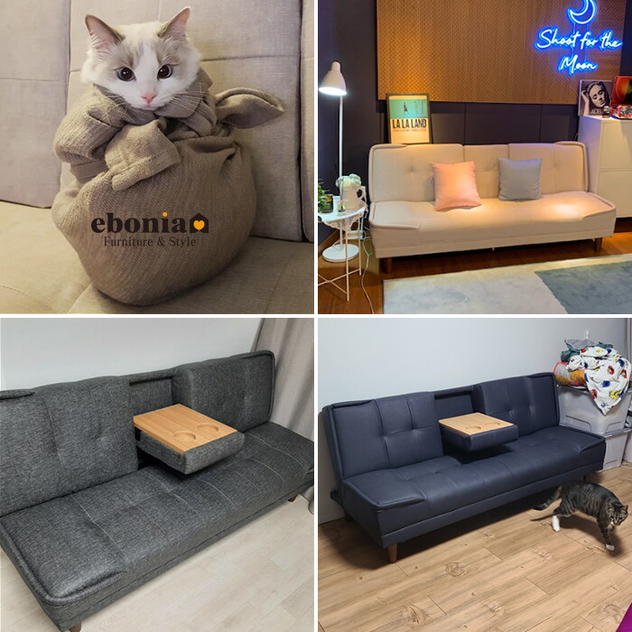 에보니아 #찐 리뷰! 국민 소파베드 리도 컵홀더 접이식 3인용 쇼파 반려동물 생활방수 이지클린