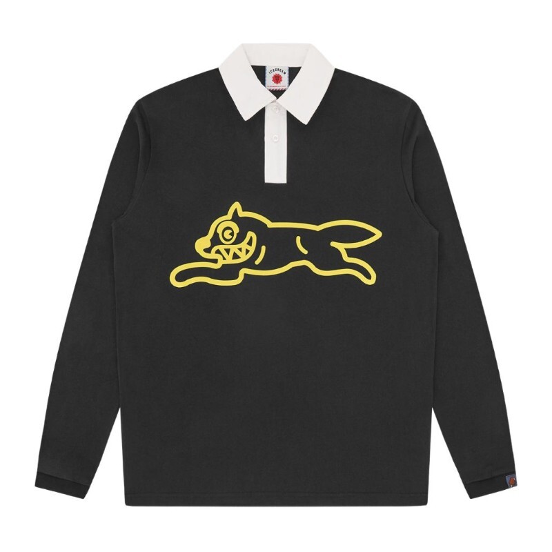 빌리어네어 빌리어네어 그래픽 프린트 콘트라스트 칼라 버튼 플라켓 폴로 티셔츠 IC25472 BLACK