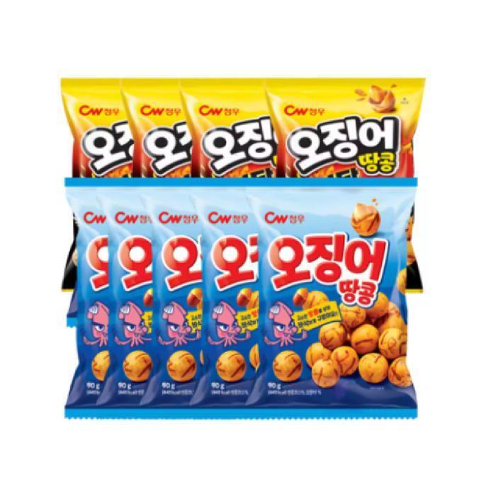 셀러허브 식품 청우 오징어땅콩90g 5봉 + 불닭맛오땅90g 5봉 술안주 사무실간식 /J