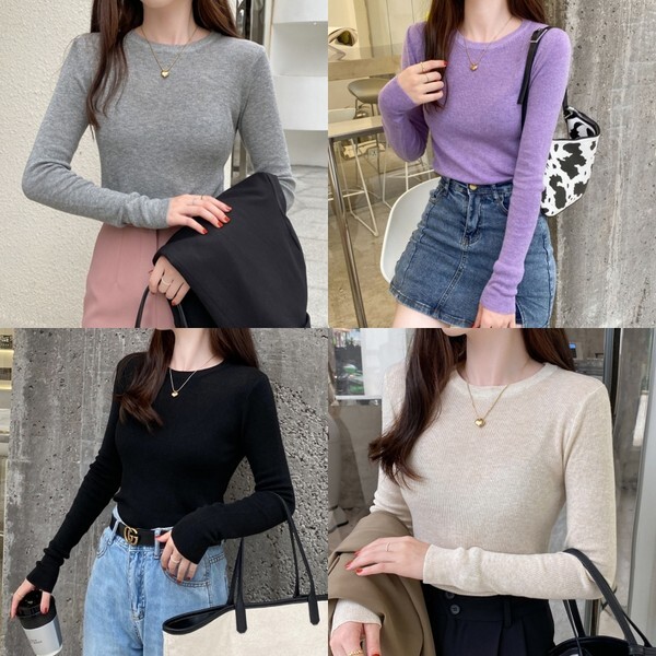 (주)엠앤리치 모노위크 [하프클럽/모노위크]갓성비 애착템 목라인강조 라운드넥 골지티셔츠