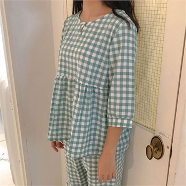 위크유 [하프클럽/위크유]리틀포레스트 민트 잠옷세트