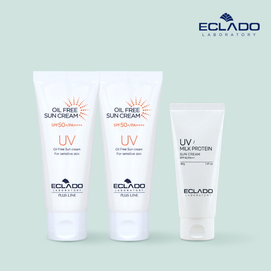 [에끌라두][3개구성][에끌라두] UV 오일프리 선크림70g 2개+밀크 프로틴 선크림40g 1개(정상가 100,000원)
