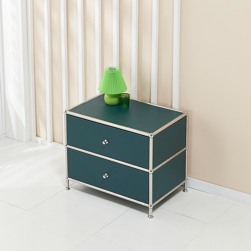 인우드 [인우드가구](포토리뷰 스벅쿠폰증정) 파이 모듈 스틸 낮은 2단 서랍장 600