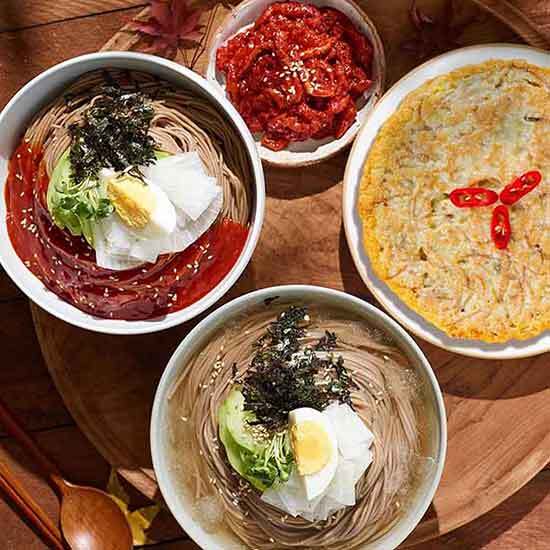 [세이브밀][40년노포맛집] 동해막국수 2인분 (물1+비빔1)+명태식해 1팩+녹두감자전 1팩
