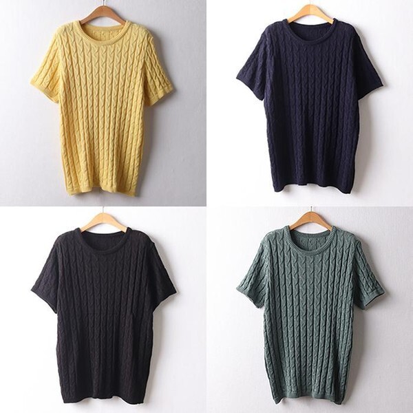 셀러허브(하프클럽) [하프클럽/셀러허브_여성트랜드패션]위쉬몰 EB 올꽈배기라운드니트티(D160H504) 빅사이즈