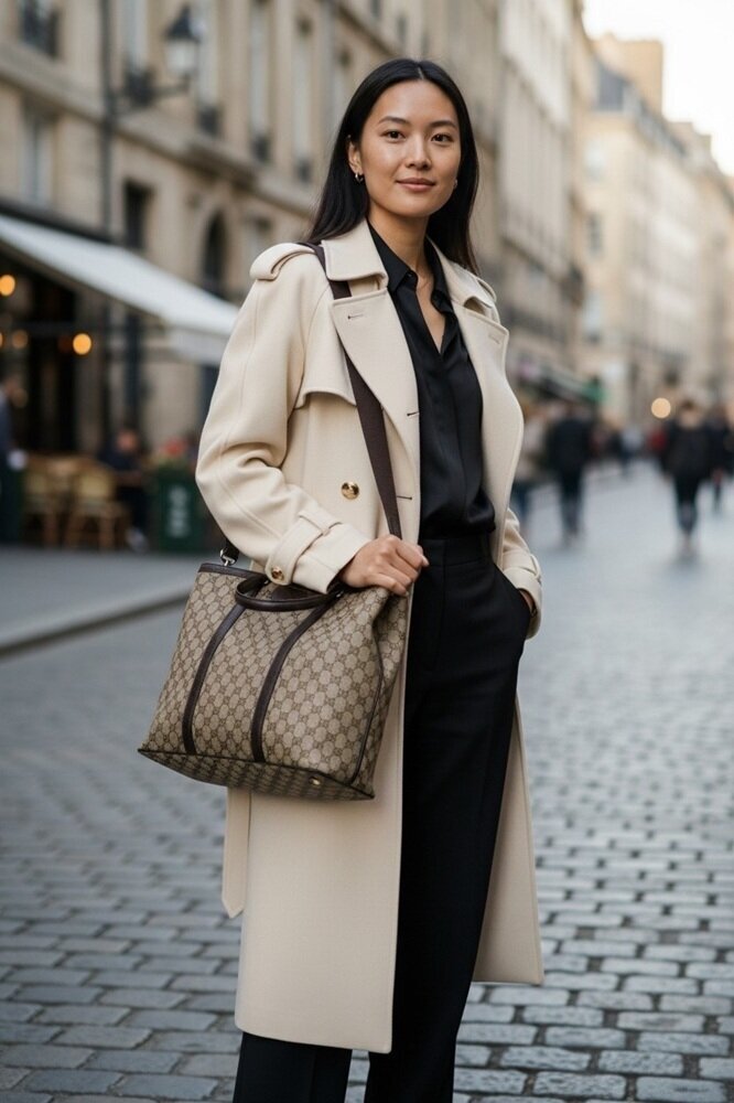 구찌 [명품] GG 수프림 캔버스 숄더백 토트백 베이지 브라운 449169 KY9KN 9886