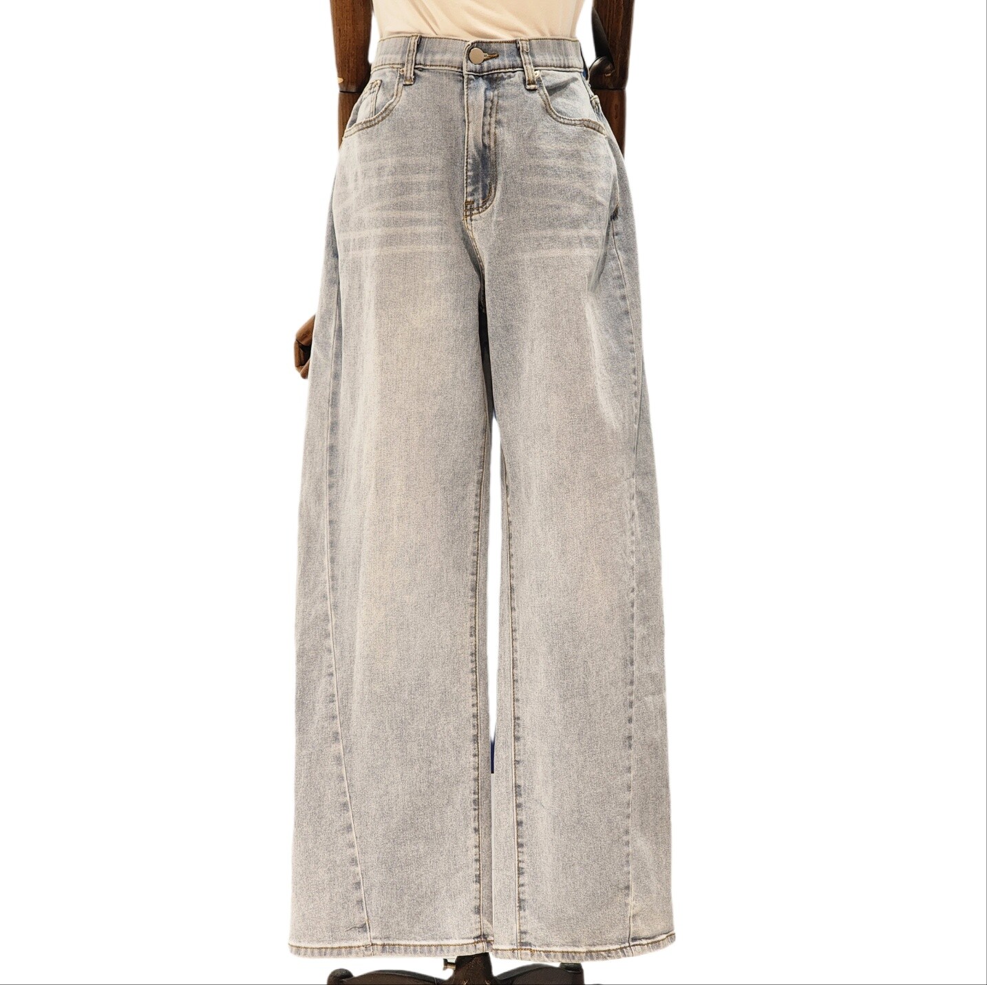 (주)스타일씨앤씨 나인스텝 커브드 와이드 청바지 N26DM6112