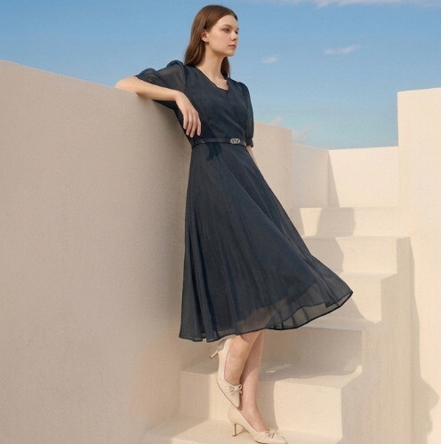 미니멈 (패플) [미니멈]시스루 플레어 벨트 원피스 (M1BGWO3910 DV1)_IC