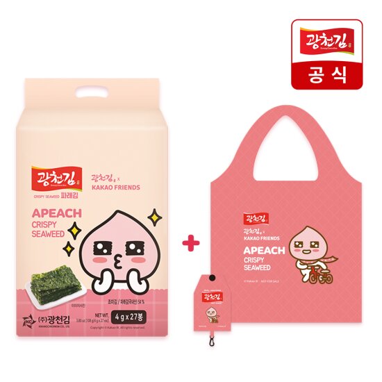 광천김 카카오프렌즈 파래도시락김 4gx27봉+NEW장바구니