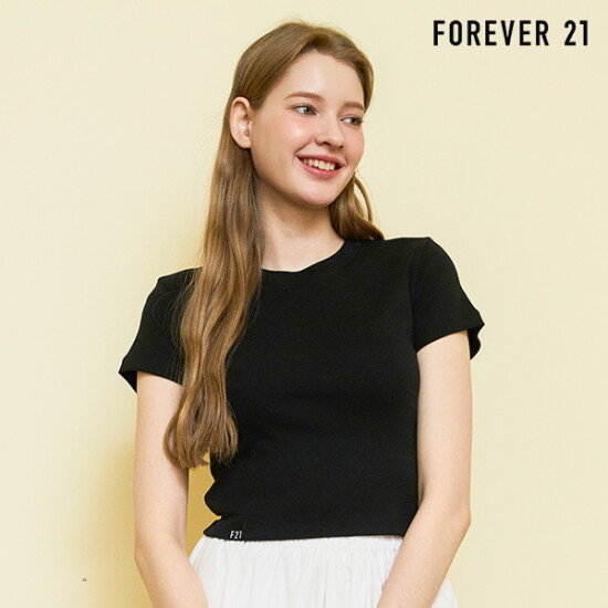 [(포에버21)][FOREVER21] 25SS 크롭 반팔티셔츠 4컬러 택1 B