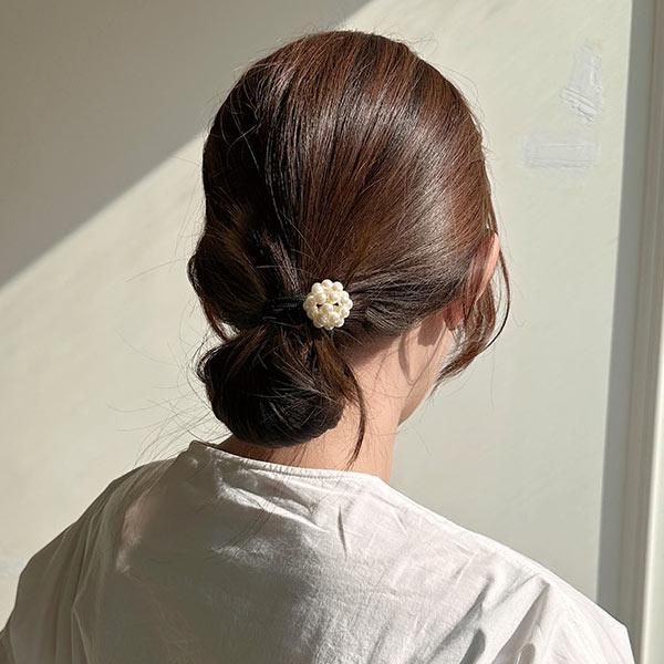 교보문고 아르뉴 꽃 진주 머리끈 포니테일 머리끈 헤어끈 고무줄