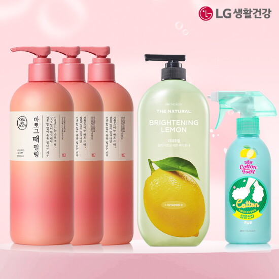 [온더바디]★바로그때필링 500ml x 3개 + 발을씻자 풋샴푸 385ml + 온더바디 바디워시 500ml