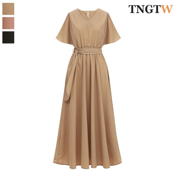 티엔지티더블유 [하프클럽/TNGTW]TNGTW 셔링 플레어 원피스 THC0BBZ35 (3컬러)