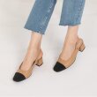 [포멜카멜레] 투톤 배색 라인 베이지 스퀘어토 슬링백 4CM (FIY1F1SG806S1)