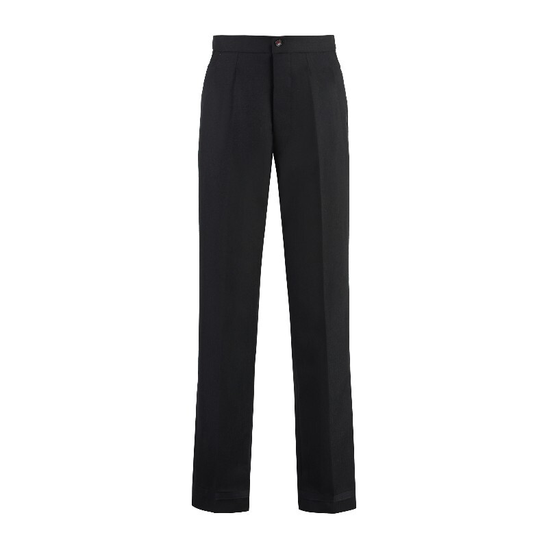 MAISON MARGIELA 메종마틴마르지엘라 메종마르지엘라 버튼 웨이스트밴드 울 스트레이트 팬츠 SI0KA0005S60307 900