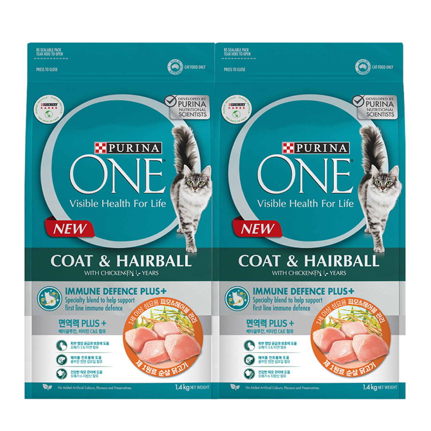 이카루스 퓨리나 원 캣 성묘용 헤어볼 관리 사료 1.4kg x 2개