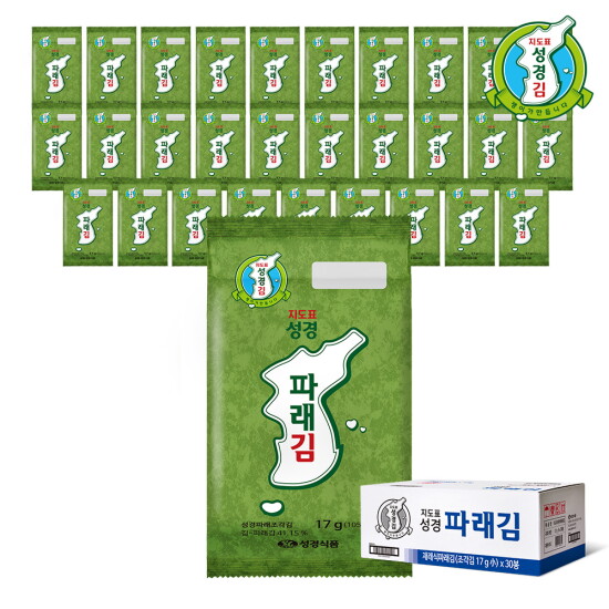 [성경김]성경식품 파래 대용량 도시락김(17g) 30봉