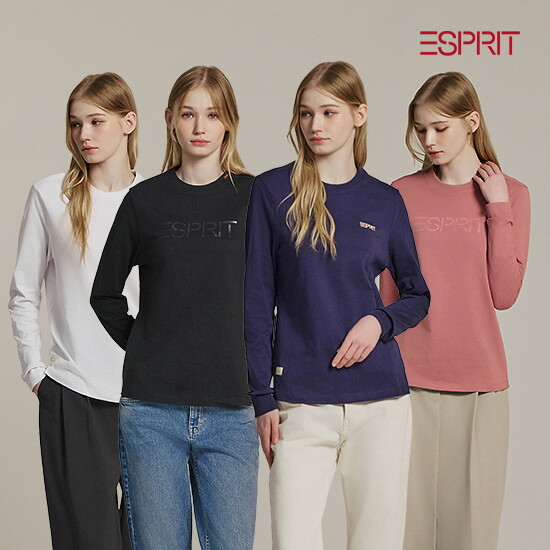 [에스프리]ESPRIT 24FW 여성 긴팔 시그니처 로고 티셔츠 4종