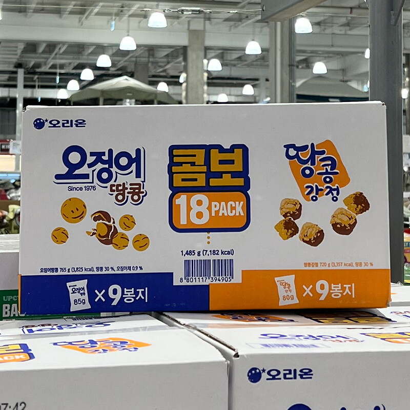 글로벌푸드 오리온 오징어+땅콩강정 콤보 18팩 / 대용량 간식