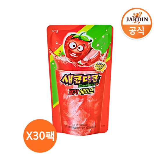 [쟈뎅][소비기한 : 2024-11-02] [쟈뎅] 새콤달콤 딸기에이드 파우치 230ml X 30개