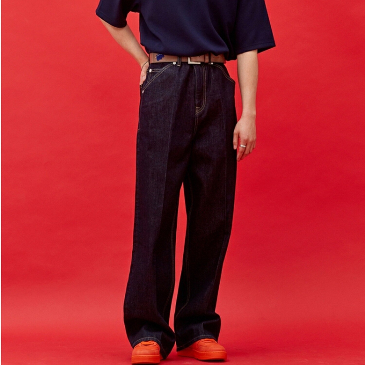 상세참조 플랙진 남성 깡 스타일리스트 X 플랙 스티즈 K39 스트레이트 생지 데님 팬츠 (PJTT5SZK3