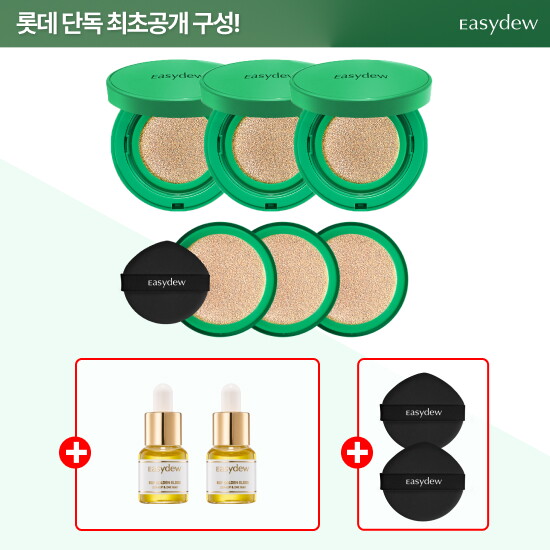 [이지듀]★골든광패키지★ 멜라토닝 기미 커버 쿠션 [21호/23호 선택](쿠션 15g*3+리필15g*3+골드 엘릭서 * 2 + 퍼프 2개입)