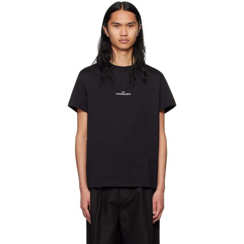 메종마틴마르지엘라 메종마르지엘라 블랙 코튼 티셔츠 S30GC0701 S22816 900 Black /White Emb