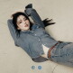 [지오다노]여성 한소희 가을 코튼 면 웨스턴 데님 셔츠 344906