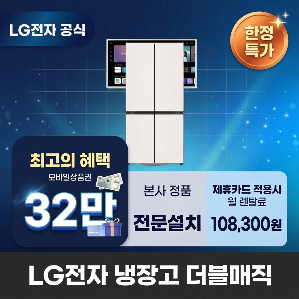 (주)교원프라퍼티 [렌탈]교원웰스 [렌탈] LG전자 더블매직(2등급) 냉장고렌탈 LG 냉장고 렌탈 BS렌탈 <b>M876GBB232</b> 60개월 121300/60개월 의무사용