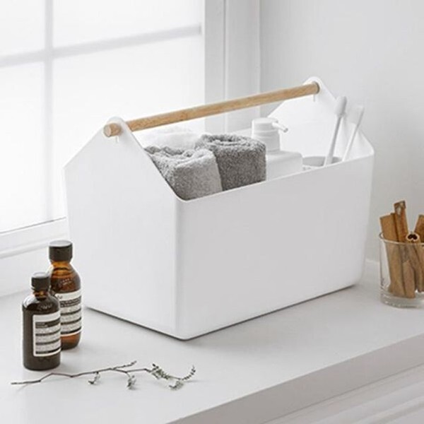 알티피아 [하프클럽/알티피아]오피스 홈 리빙 인테리어 우드 손잡이 수납 바스켓