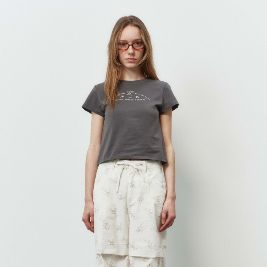 플랙진 미스앤블리스 크롭 반팔 티셔츠(PWTF2RSL21W)