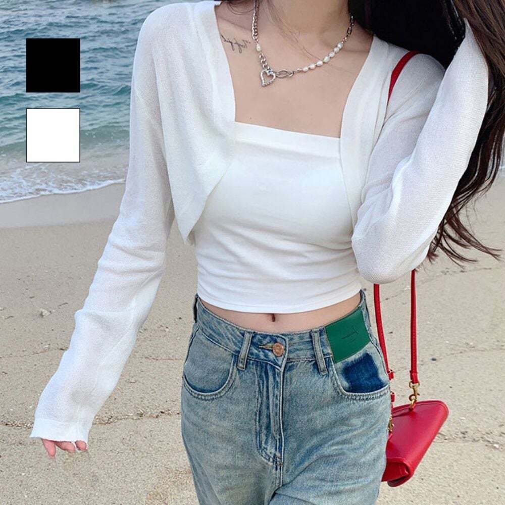 SiaM 오너클랜 여리여리 러블리 뽐뿌 여성 크롭 볼레로 가디건