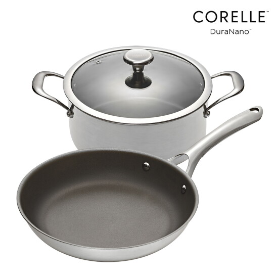 [코렐 듀라나노]코렐 듀라나노 스테인레스 스틸 2종 세트 (팬 28cm+양수냄비 24cm)
