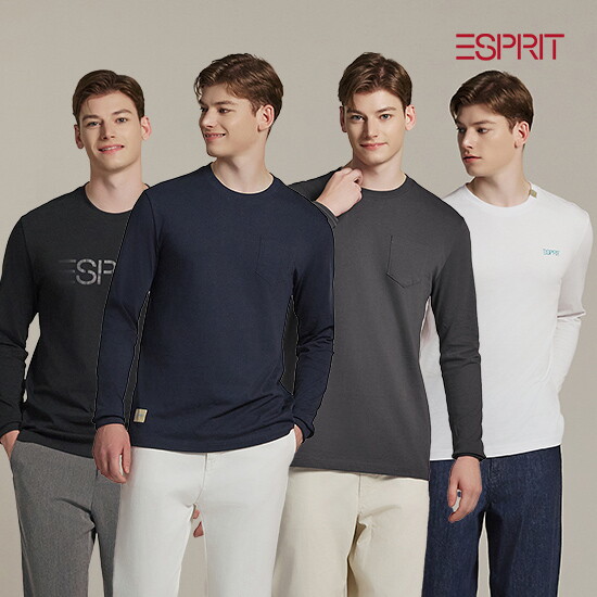 [에스프리]ESPRIT 24FW 남성 긴팔 시그니처 로고 티셔츠 4종