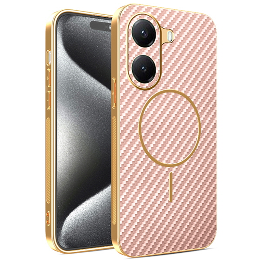 수나르 샤오미포코X7프로 맥세이프 고급 카본 패턴 도금 프레임 슬림 핸드폰 케이스