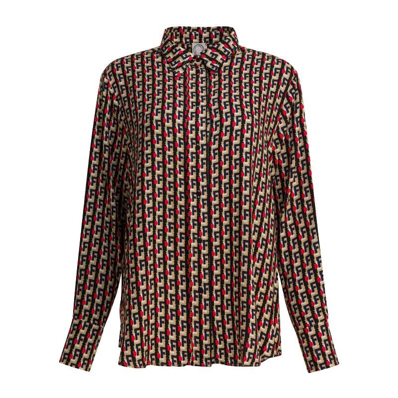 이네스 드 라 프레상쥬 파리스 이네스 드 라 프레상쥬 지오메트릭 패턴 릴렉스 핏 셔츠 15T511VE007F048 BROWN