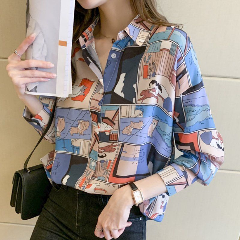 허그허그 허그허그 / 애니멀 믹스 실키 블라우스