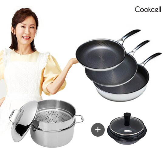 ★인기★ 블랙큐브 더블코팅 IH 스텐 프라이팬 세트 + 만능요리가마솥
