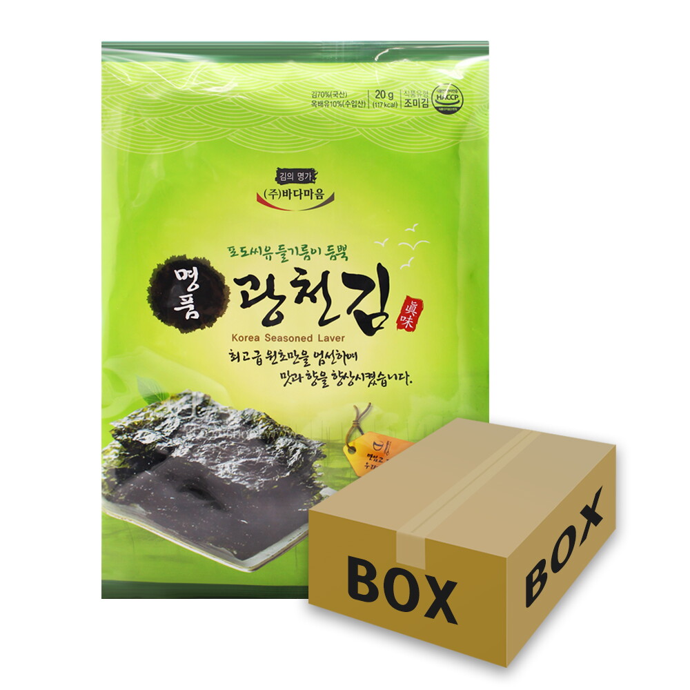 (주)바다마음 좋은세상 삭제상품_포/도씨유 들기름이 듬뿍 명품 광천김 BOX [(20gx8팩)x6개]