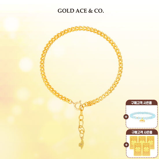 [골드에이스앤코]24K 순금 NEW 베누스 팔찌 + 24K 순금 클로버 골드 5종 + 14K 금볼 테일 천연석 팔찌