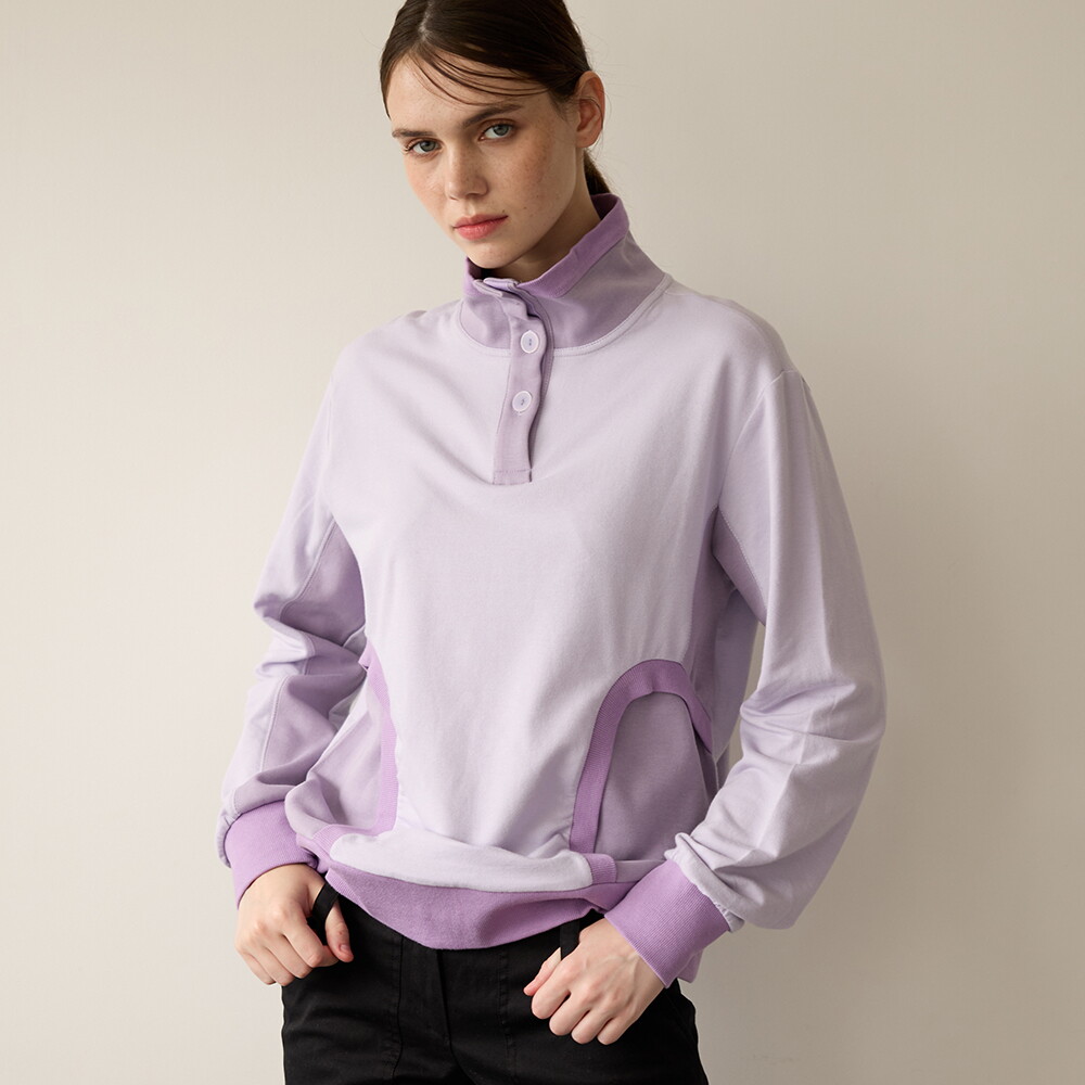 프릭스 바이 김태훈 [프릭스] Cutting Edge Color Combination Rib Loose Fit Turtle Sweatshirt_Pale Lavender